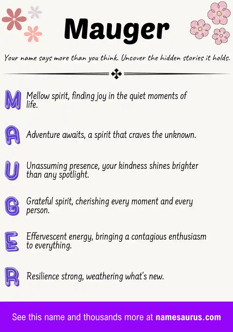 Acrostic poem about Mauger.