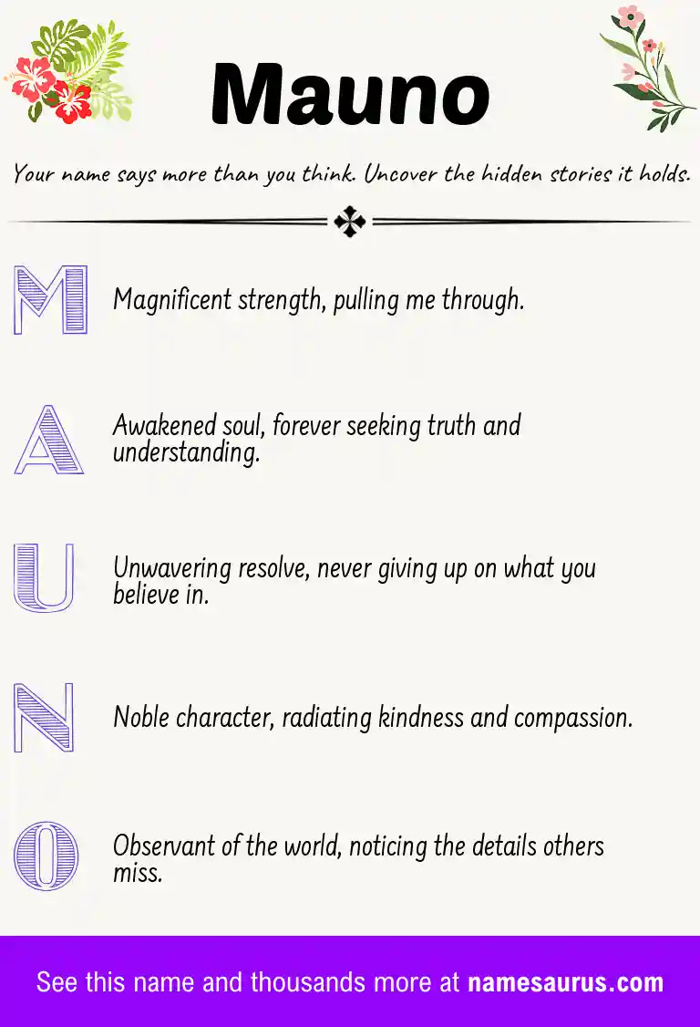 Acrostic poem about Mauno.