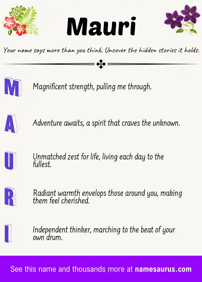 Acrostic poem about Mauri.