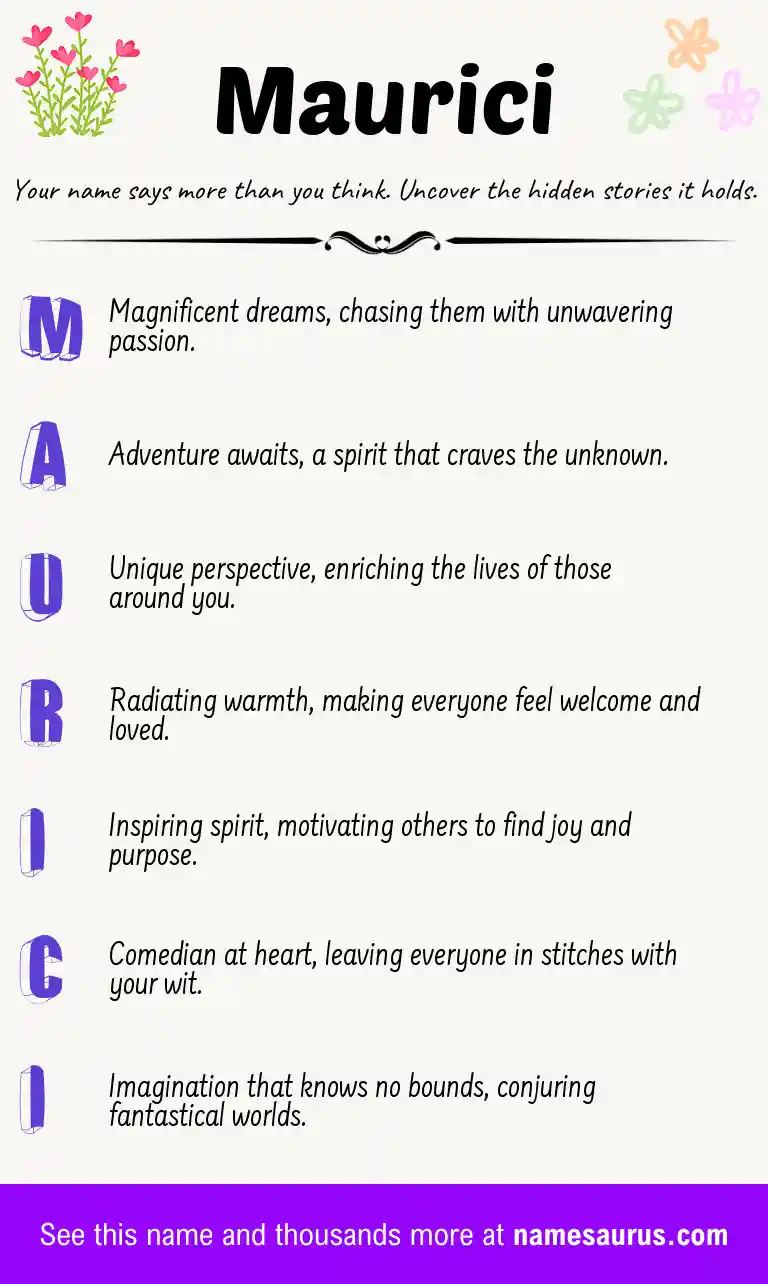 Acrostic poem about Maurici.