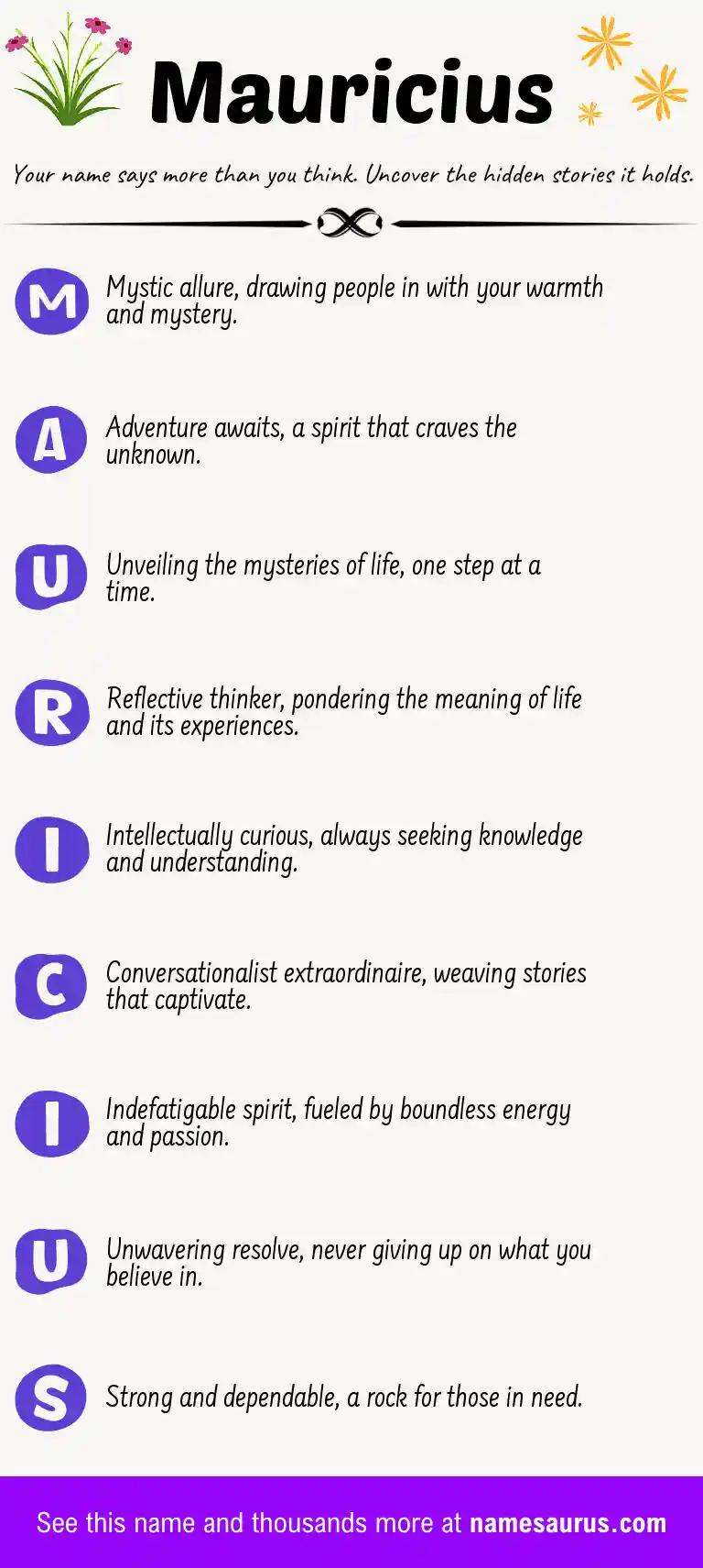 Acrostic poem about Mauricius.