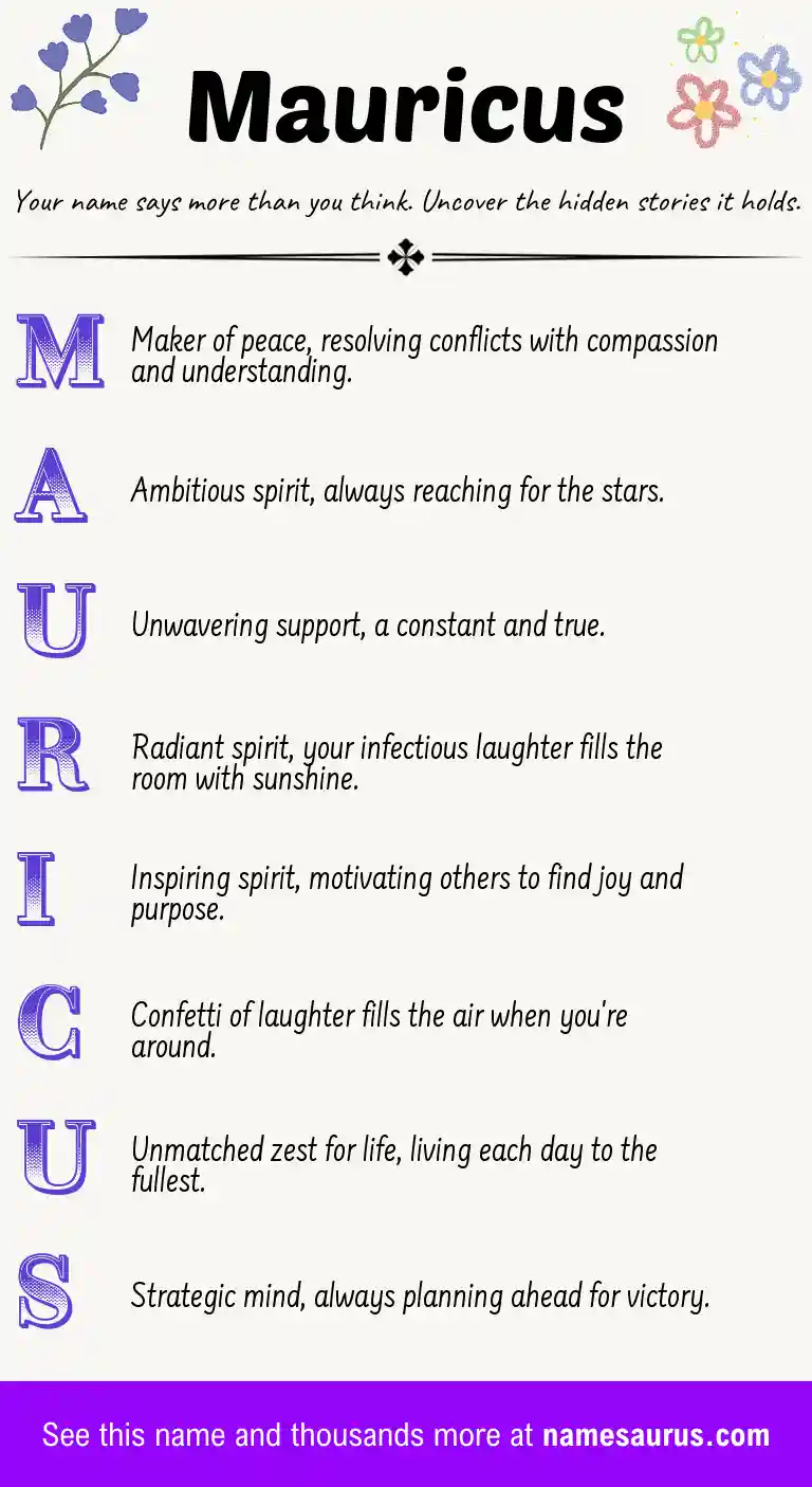 Acrostic poem about Mauricus.