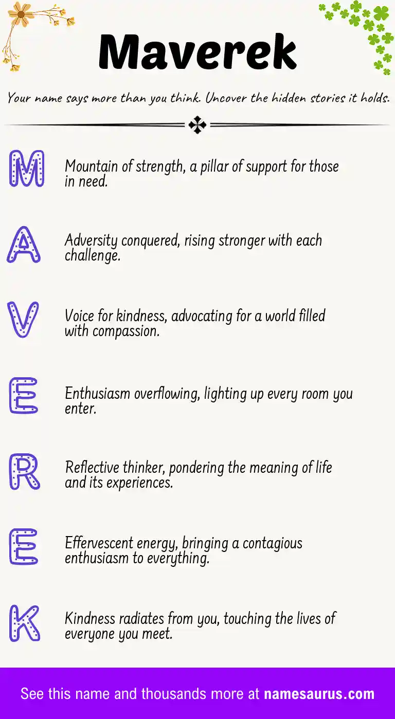 Acrostic poem about Maverek.