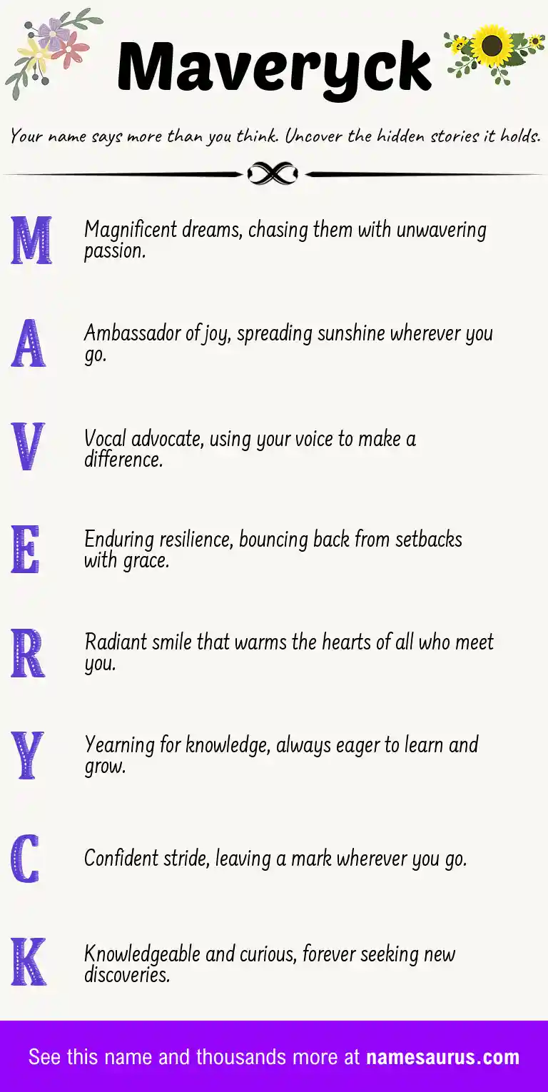 Acrostic poem about Maveryck.