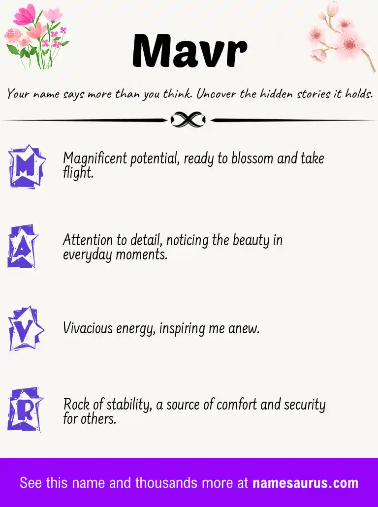 Acrostic poem about Mavr.