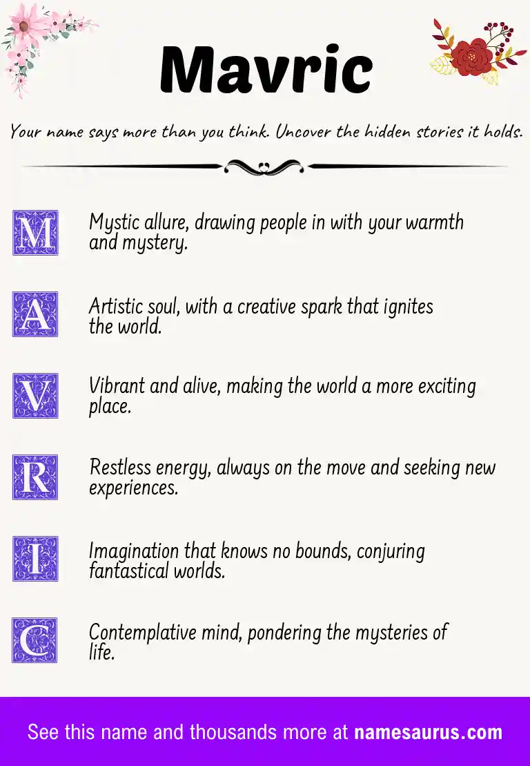 Acrostic poem about Mavric.