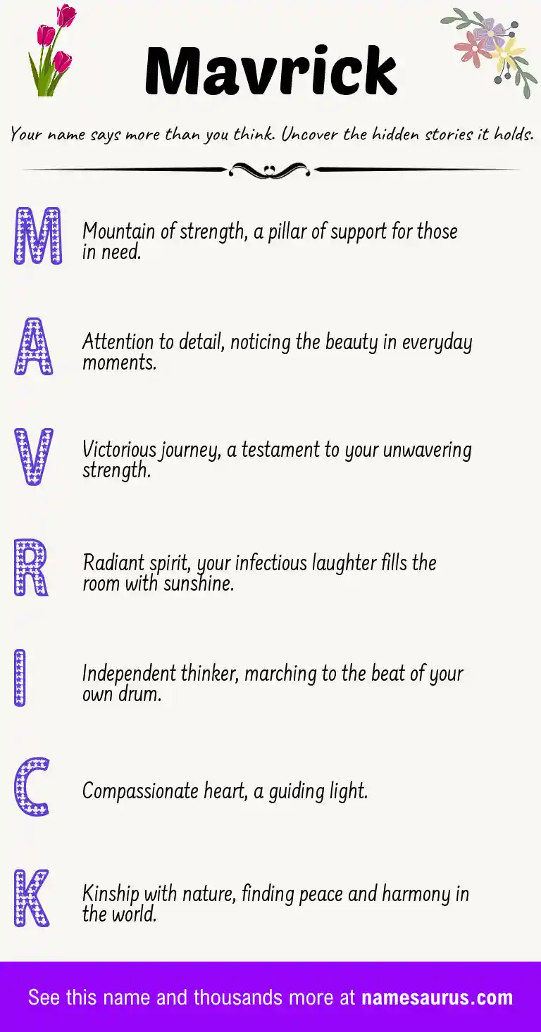 Acrostic poem about Mavrick.
