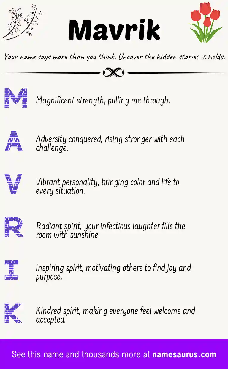 Acrostic poem about Mavrik.