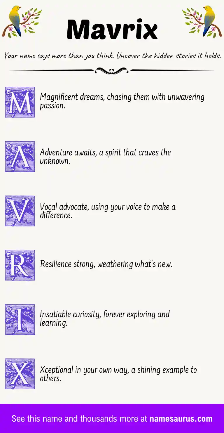 Acrostic poem about Mavrix.