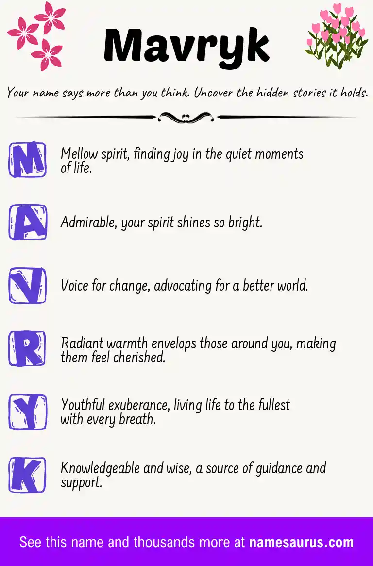 Acrostic poem about Mavryk.