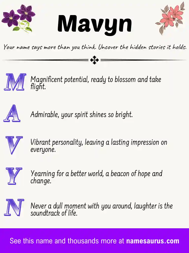 Acrostic poem about Mavyn.
