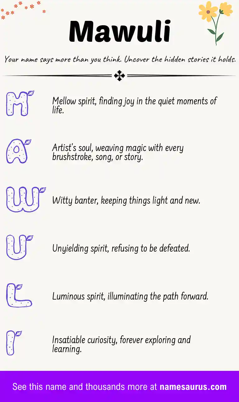 Acrostic poem about Mawuli.