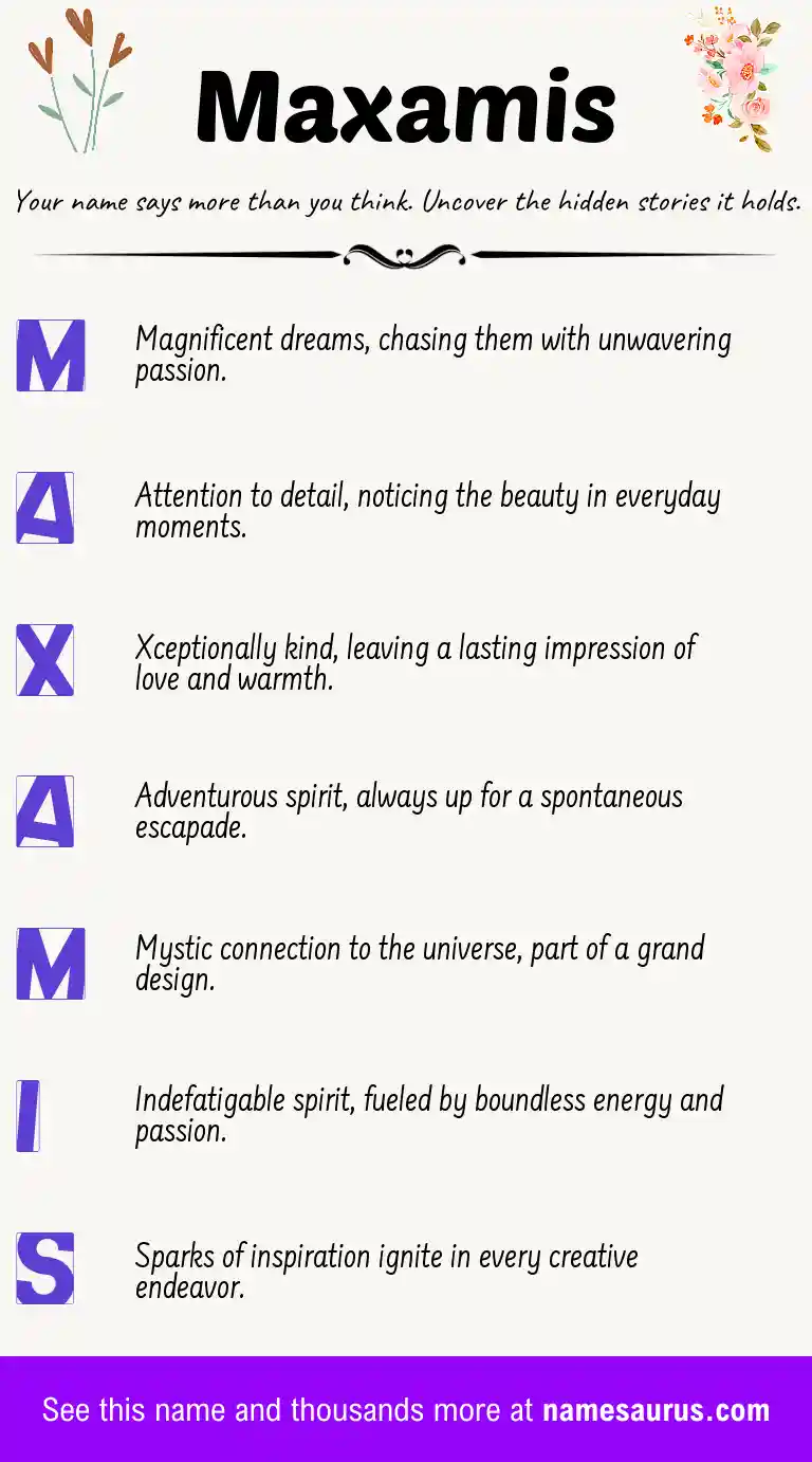 Acrostic poem about Maxamis.