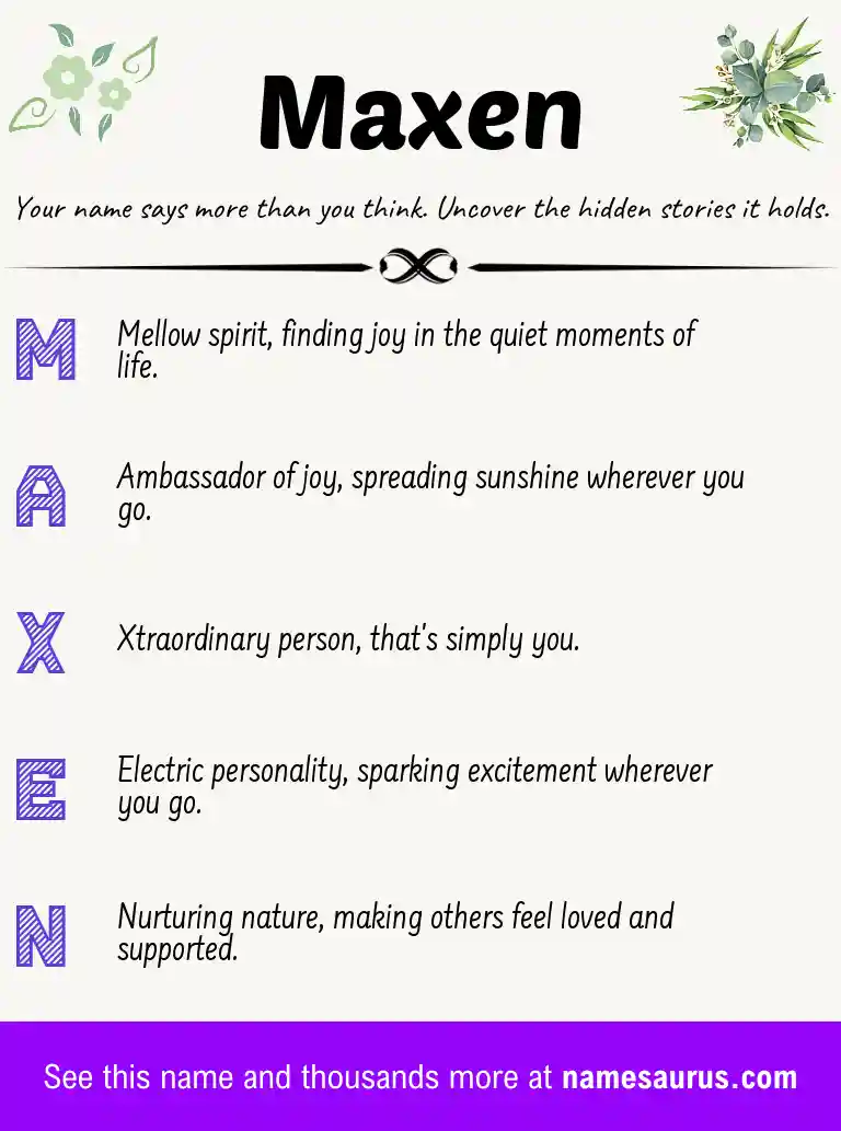 Acrostic poem about Maxen.