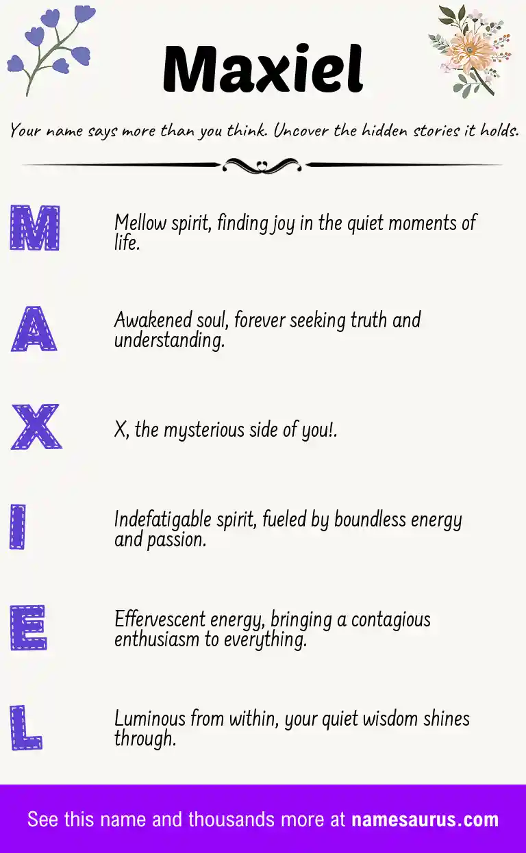 Acrostic poem about Maxiel.