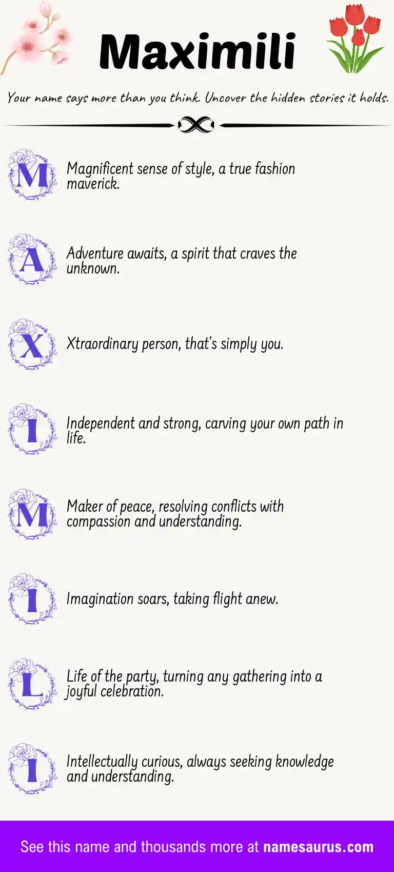 Acrostic poem about Maximili.