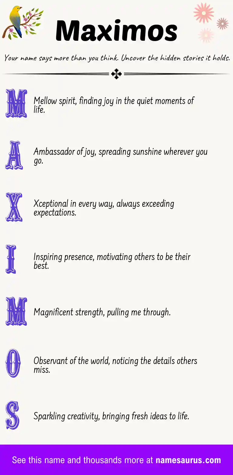 Acrostic poem about Maximos.