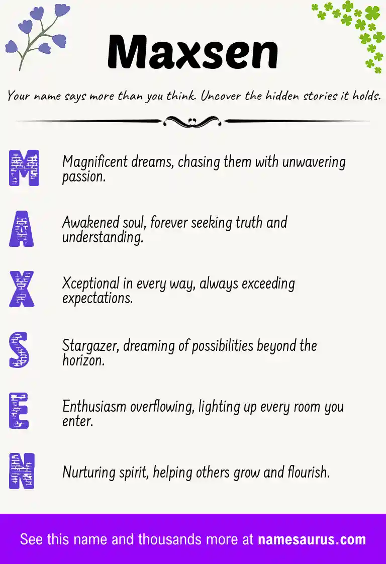 Acrostic poem about Maxsen.