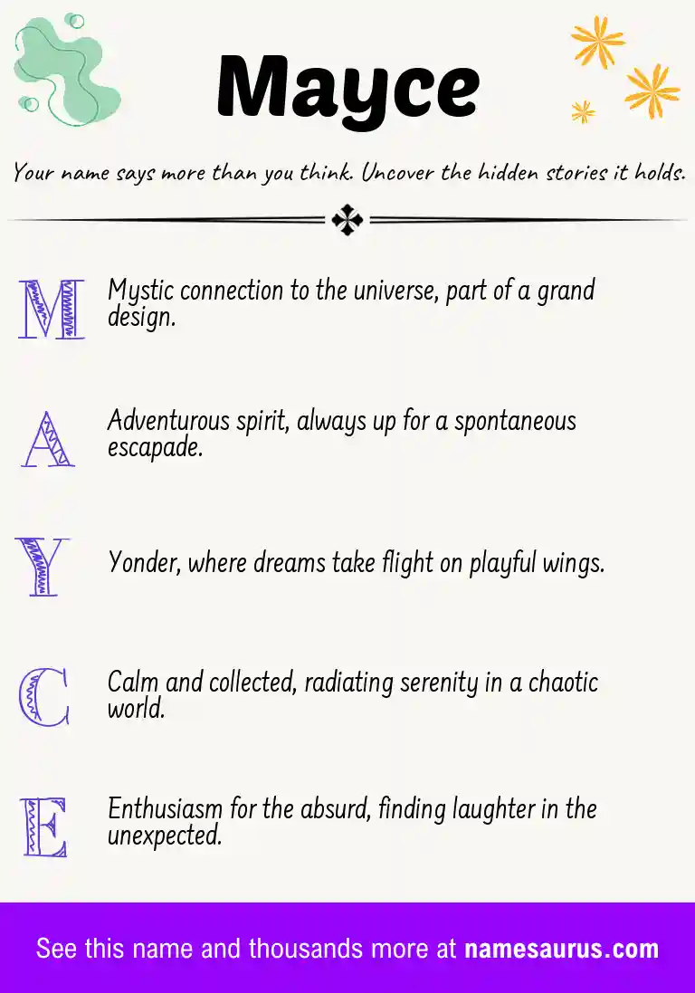 Acrostic poem about Mayce.