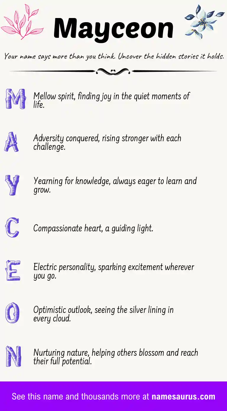 Acrostic poem about Mayceon.