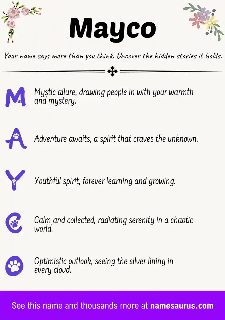 Acrostic poem about Mayco.