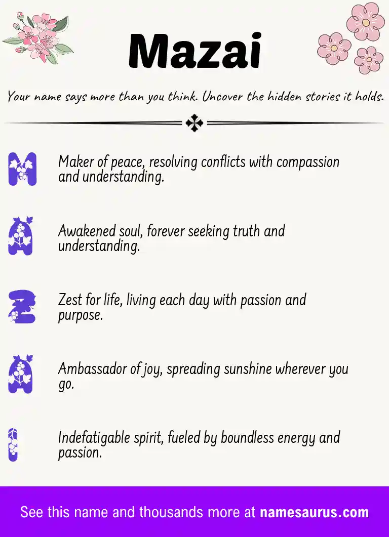 Acrostic poem about Mazai.