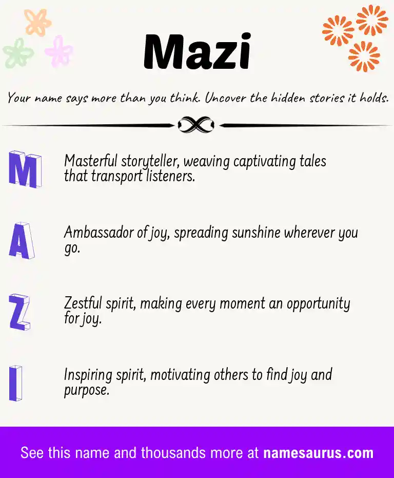 Acrostic poem about Mazi.