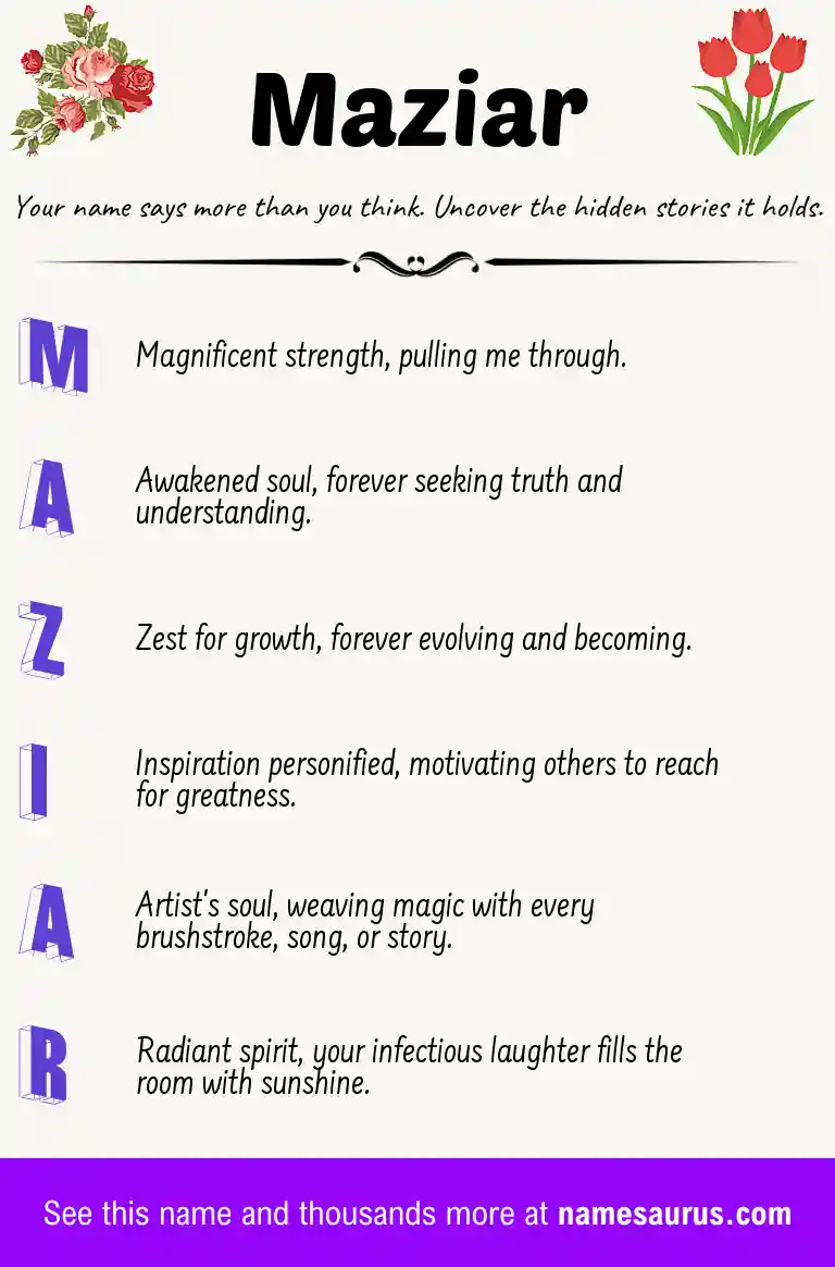 Acrostic poem about Maziar.