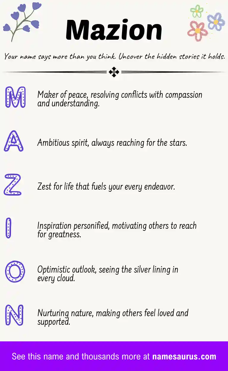 Acrostic poem about Mazion.