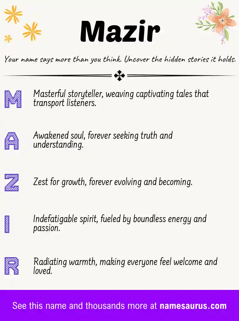 Acrostic poem about Mazir.