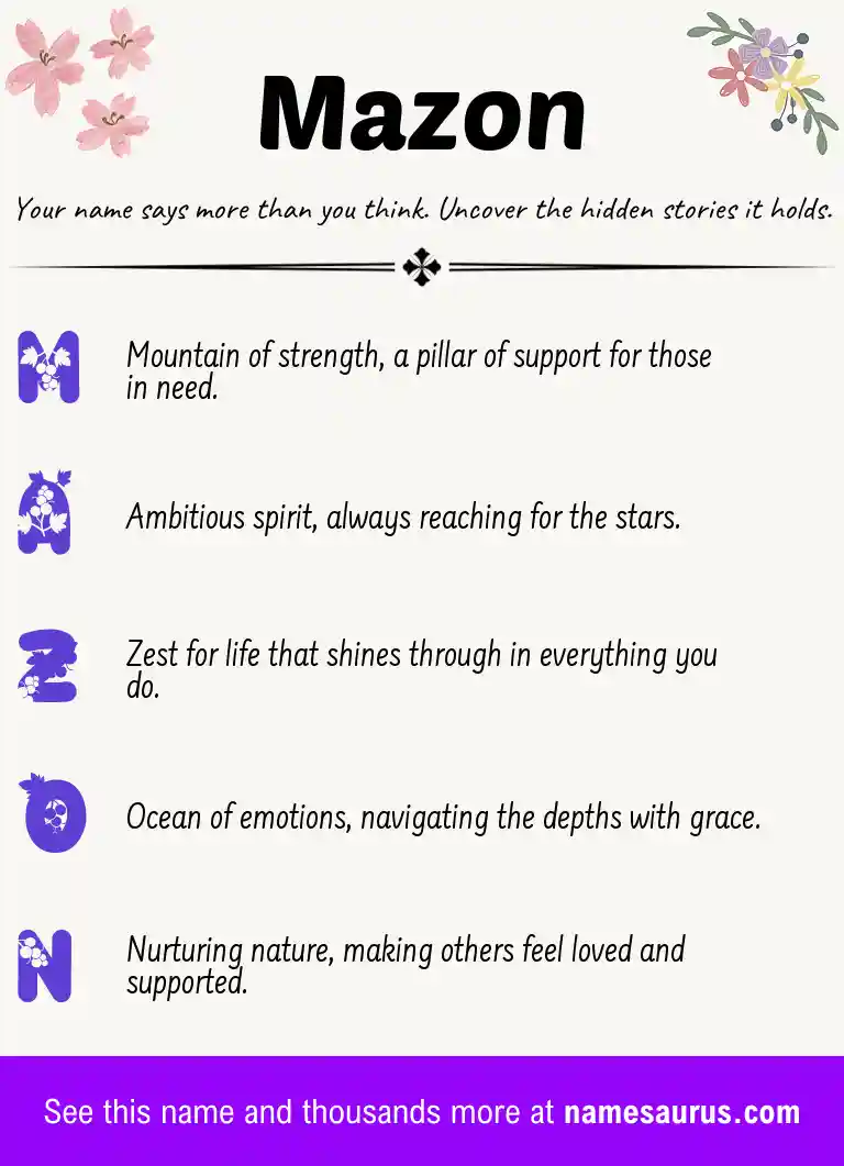 Acrostic poem about Mazon.