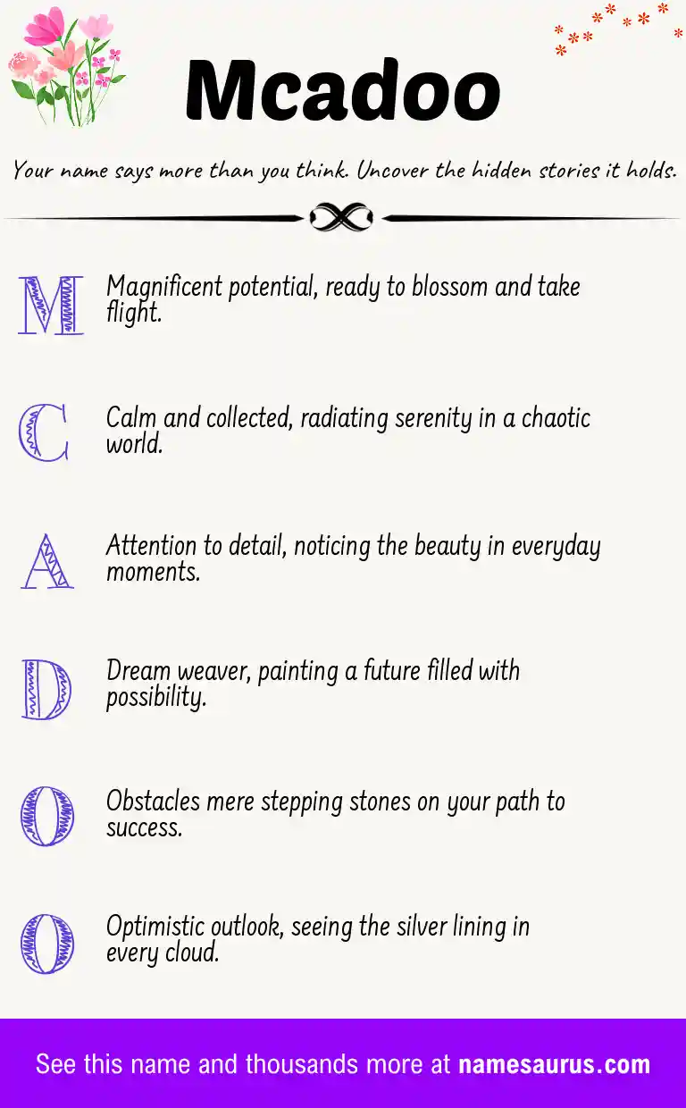 Acrostic poem about Mcadoo.
