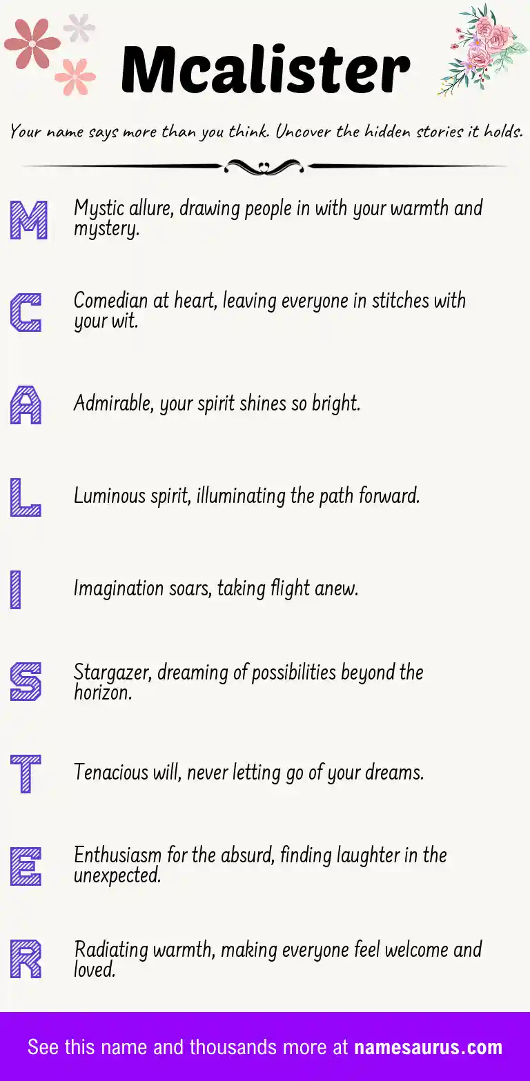 Acrostic poem about Mcalister.