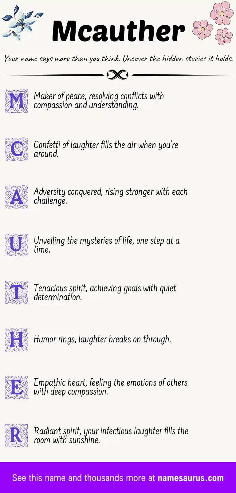 Acrostic poem about Mcauther.