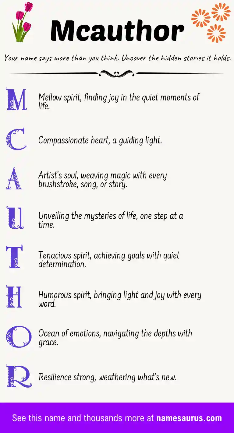 Acrostic poem about Mcauthor.