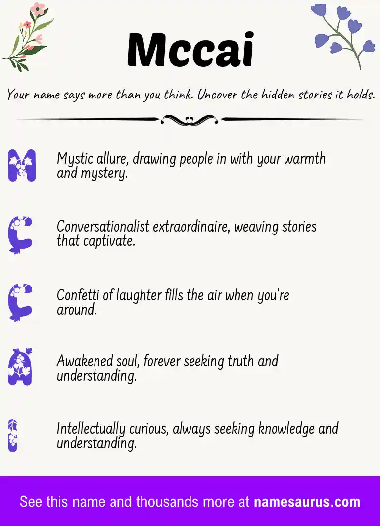 Acrostic poem about Mccai.