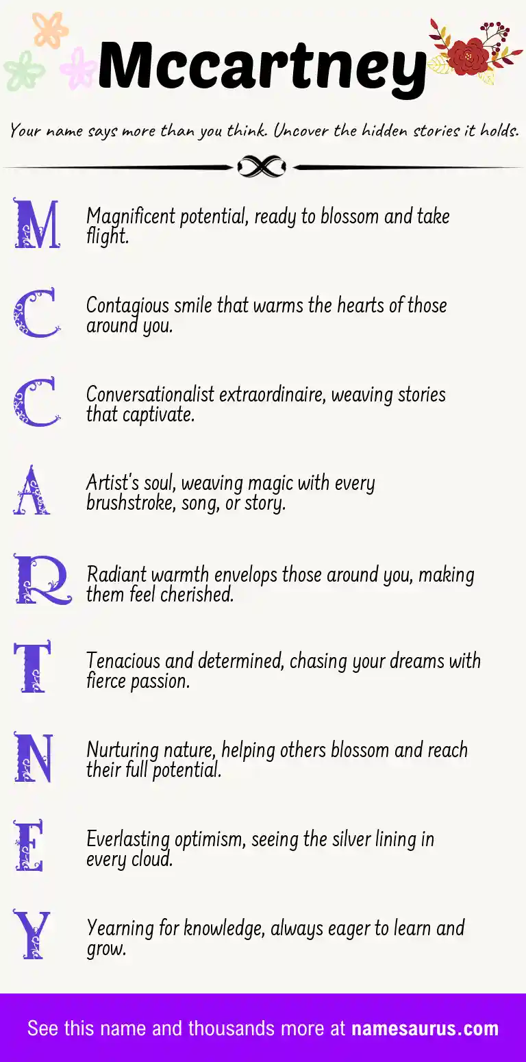 Acrostic poem about Mccartney.
