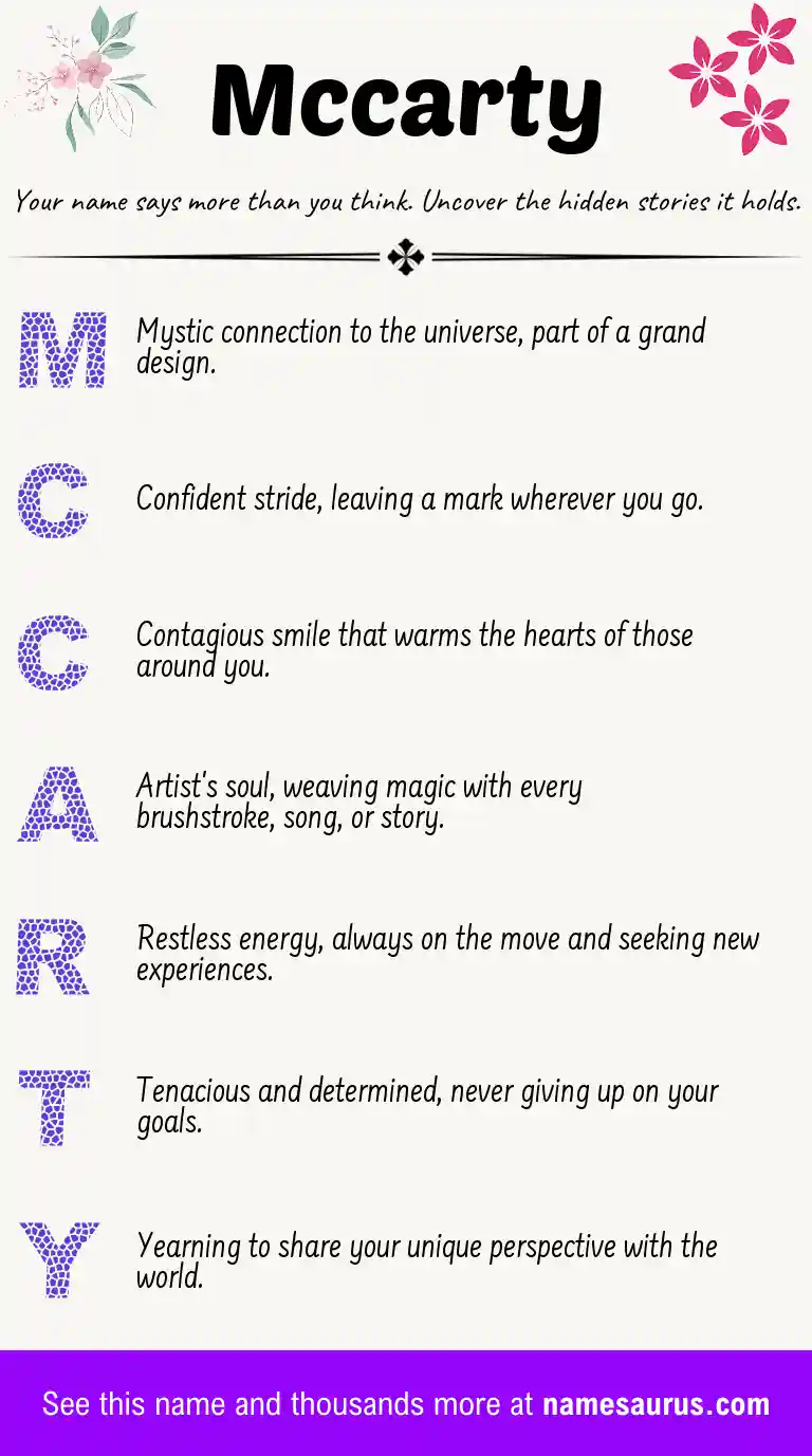 Acrostic poem about Mccarty.