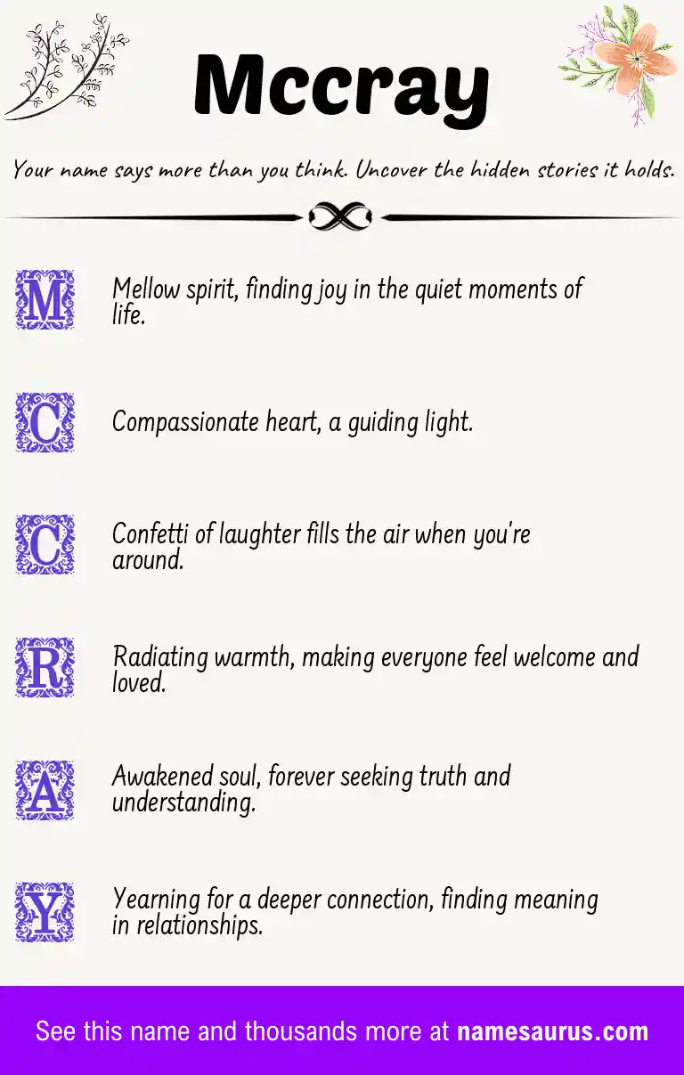 Acrostic poem about Mccray.