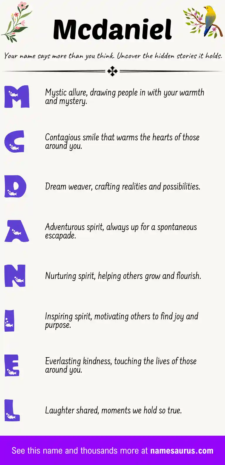 Acrostic poem about Mcdaniel.