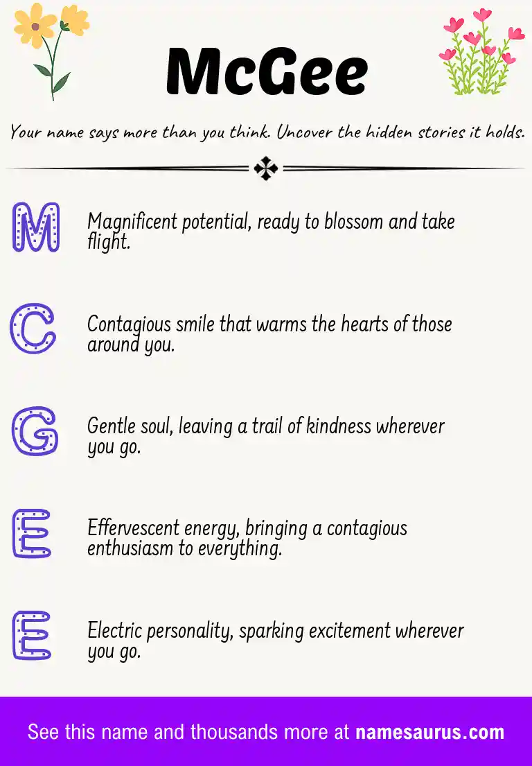 Acrostic poem about McGee.