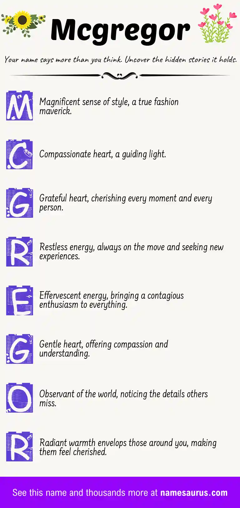 Acrostic poem about Mcgregor.