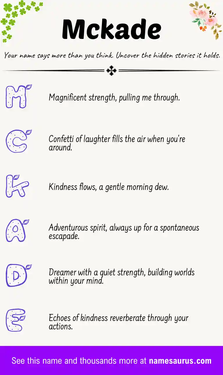 Acrostic poem about Mckade.