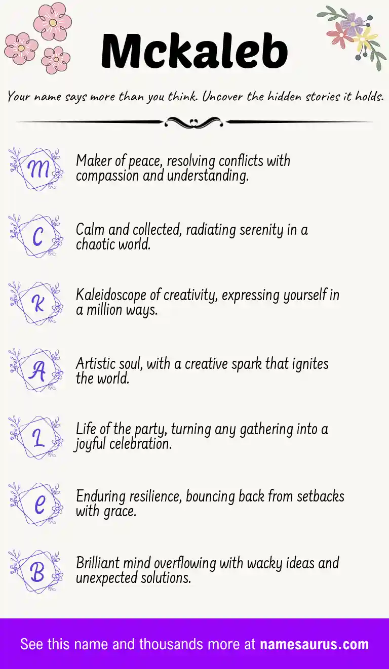 Acrostic poem about Mckaleb.
