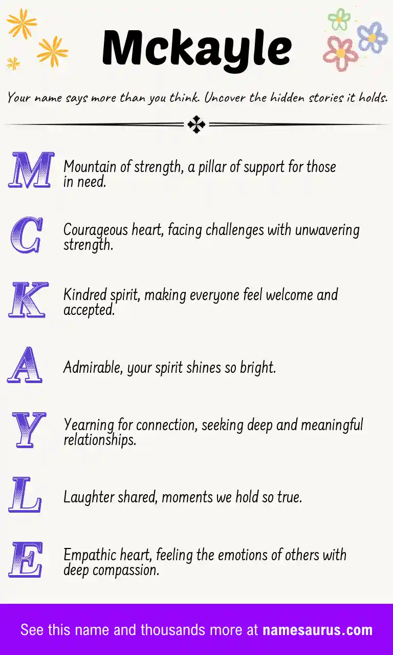 Acrostic poem about Mckayle.