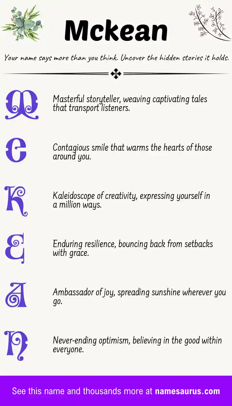 Acrostic poem about Mckean.