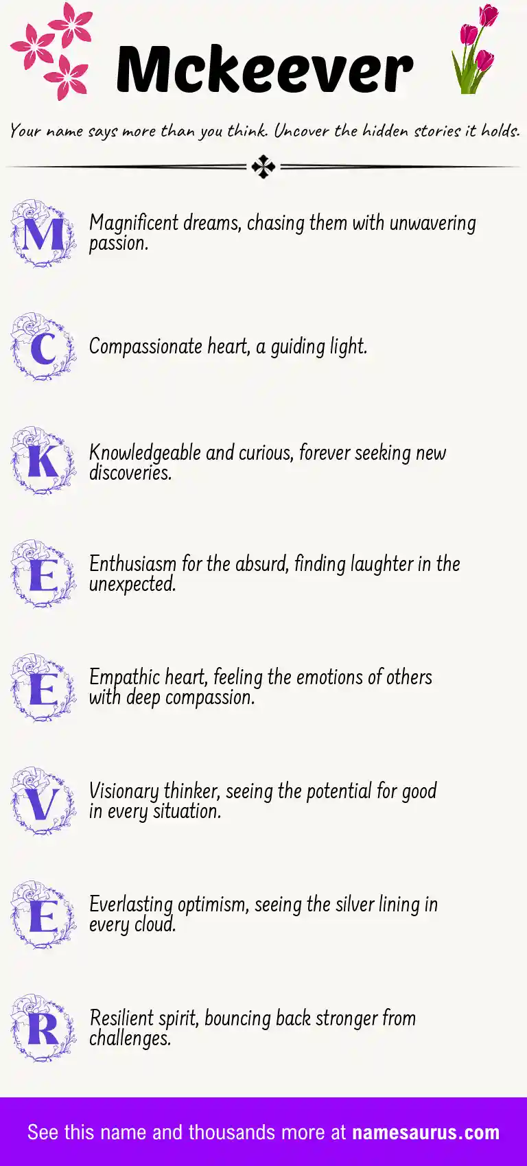 Acrostic poem about Mckeever.