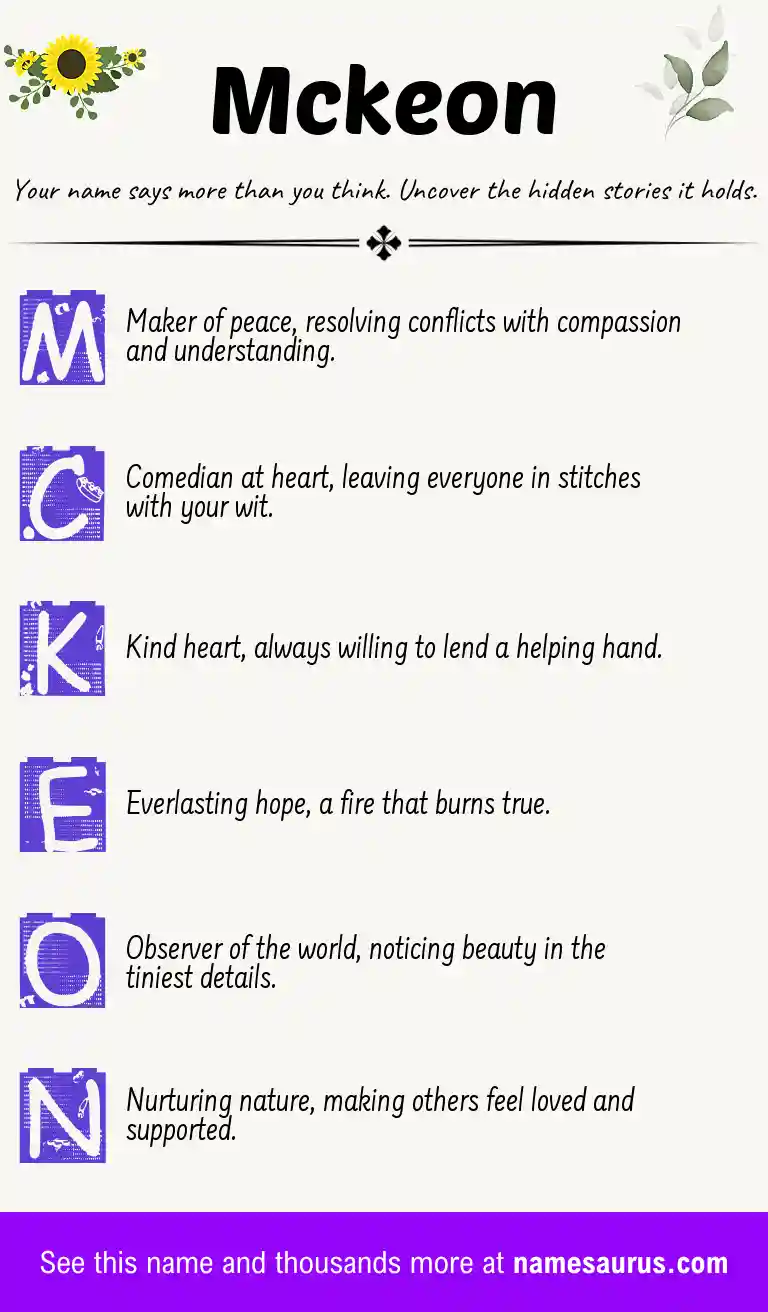 Acrostic poem about Mckeon.