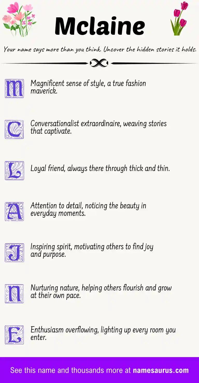 Acrostic poem about Mclaine.