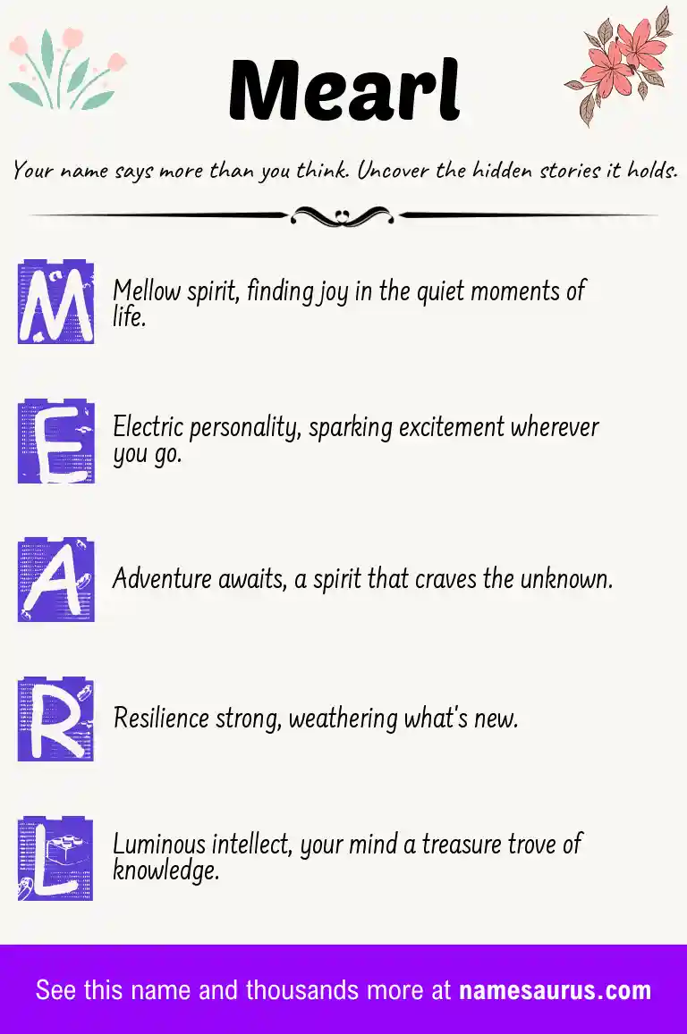Acrostic poem about Mearl.